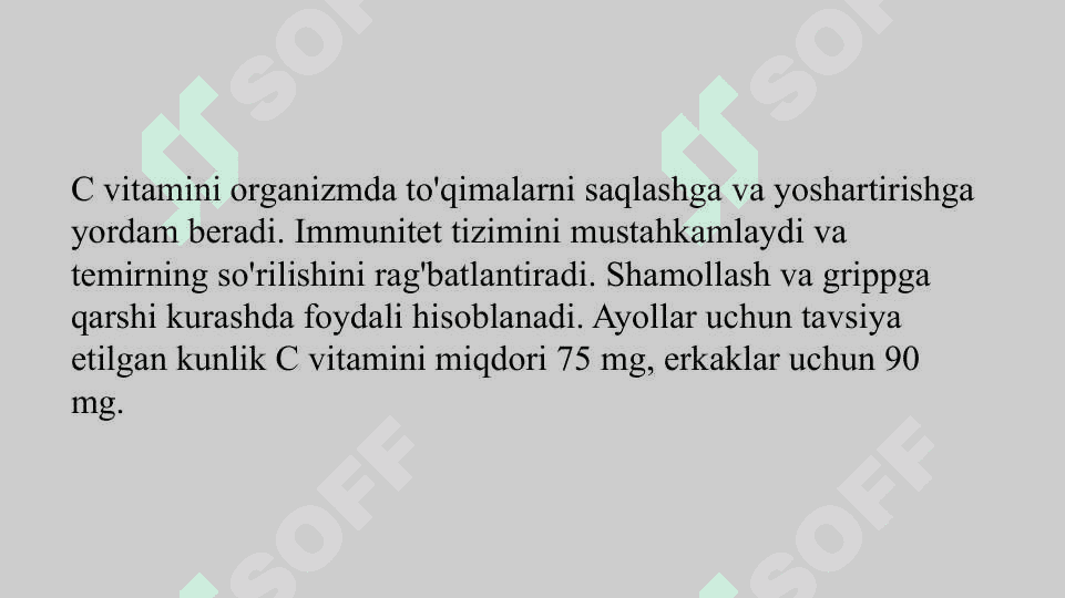 Organizimning C vitaminiga bo’lgan ehtiyojini baholash 3