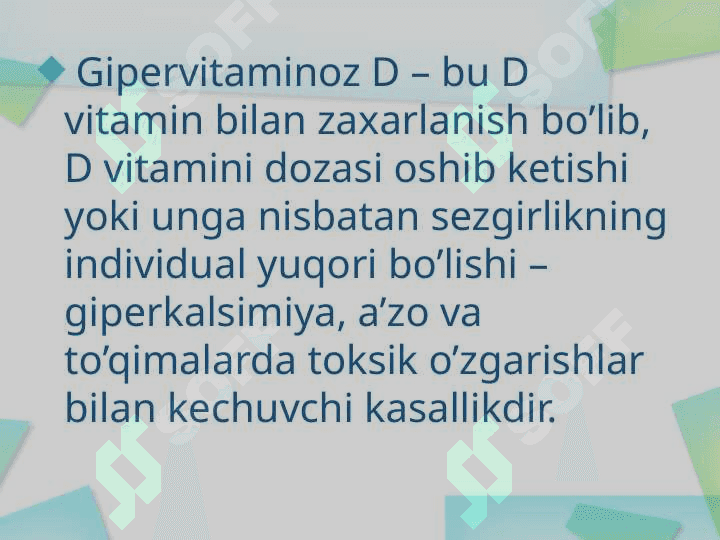 RAXITSIMON KASALLIK GIPERVITAMINOZ- D 3
