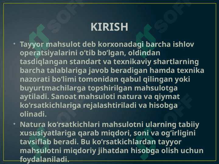 Tayyor mahsulotlar va tovorlar hisobi 3