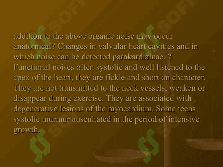The differential diagnosis of the noise in the heart. 8