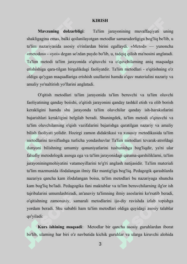 Ta’lim metodlarini amalga oshirishda qo’yilgan talablar 3