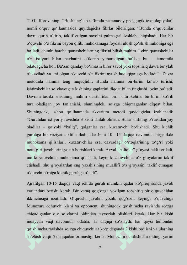 tarbiyaviy soat mashg'ulotlarini tashkil etish usullari 7