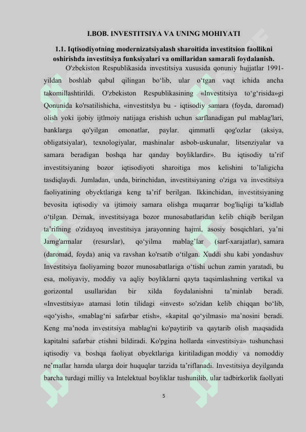 INVESTSITSIYA FUNKSIYASI VA OMILLARI 5