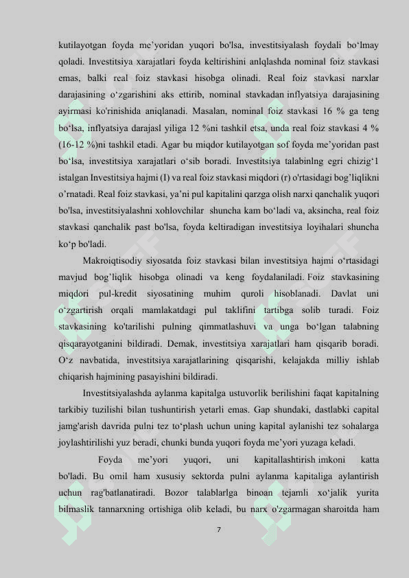 INVESTSITSIYA FUNKSIYASI VA OMILLARI 7