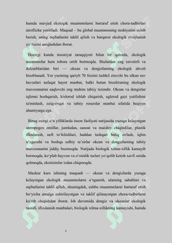 Okean va dengizlarning ekologik muammolari 5