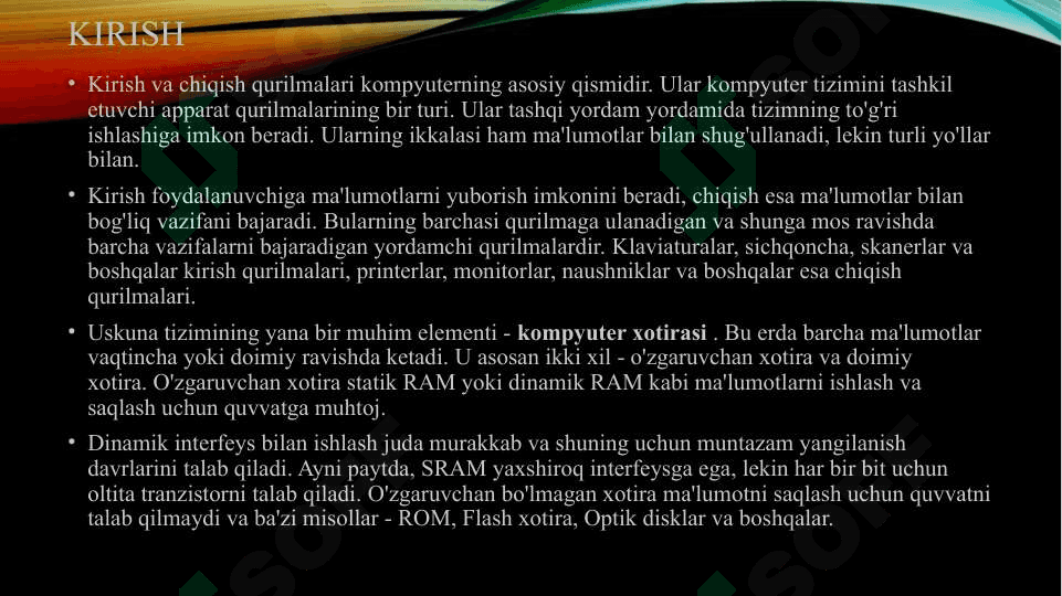 Kompyuterga malumotlarni kiritish chiqarish tizimlari 4