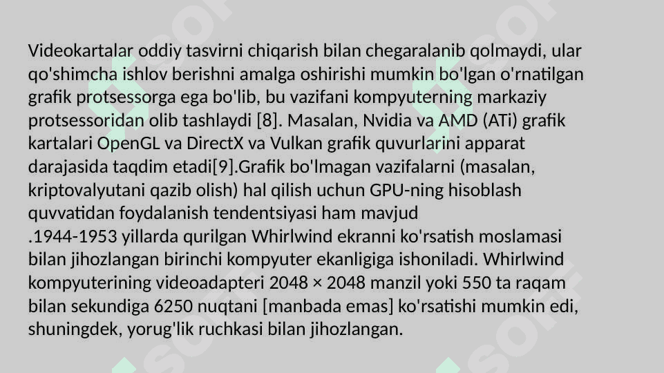 videokarta texnik ko'rsatkichlari va imkoniyatlari 4