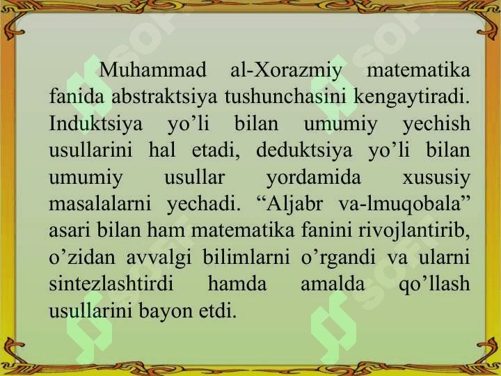Al-Xorazmiyning ilmiy merosi va uning didaktik qarashlari 5