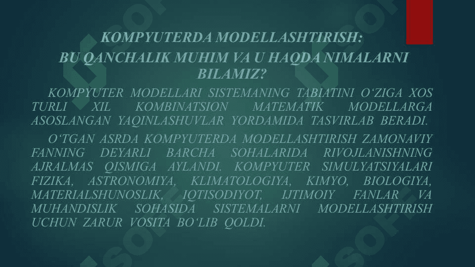 Kompyuterda modellashtirish 2