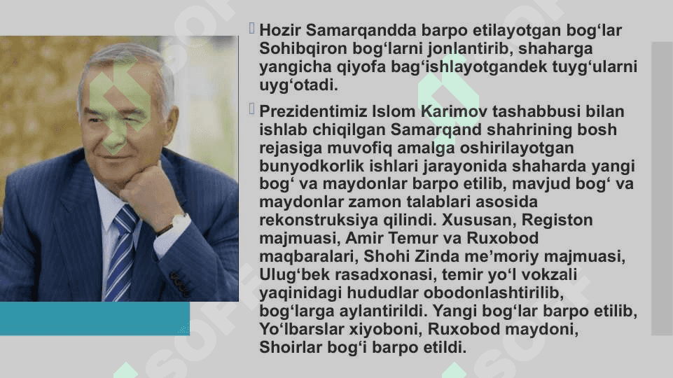 Samarqandda zamonaviy bog’larning qurilishi 4