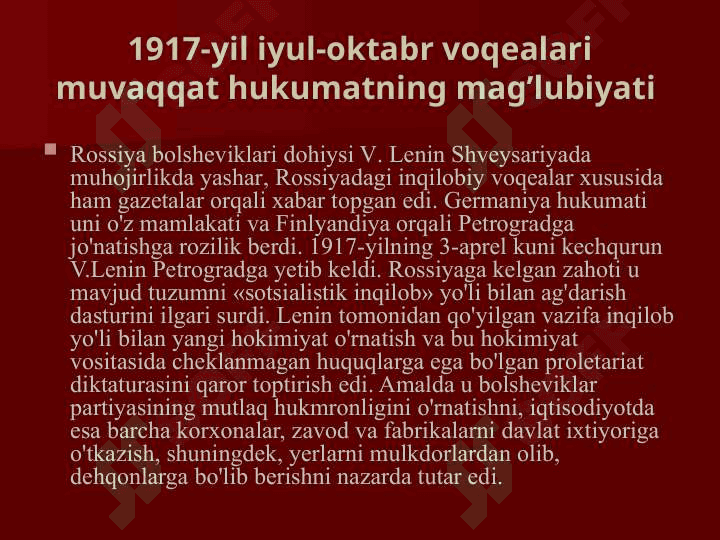 Rossiyadagi inqilobiy voqealar Turkiston o’lkasiga ta’siri 2