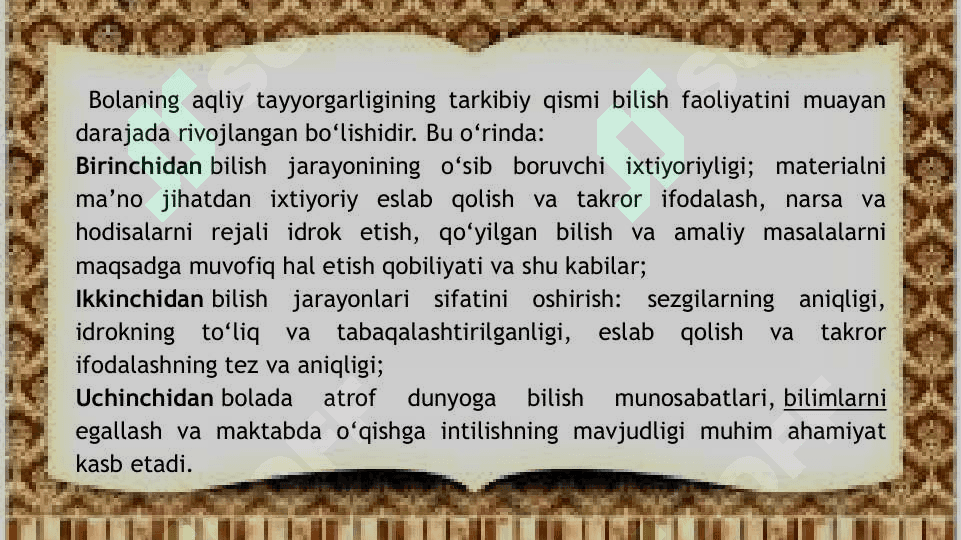 Bilish jarayonlarini rivojlantirish 4