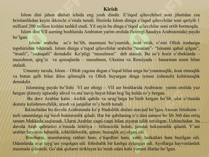 O’rta Osiyoga Arablarning bostirib kelishi va islom dinining yoyilishi 2