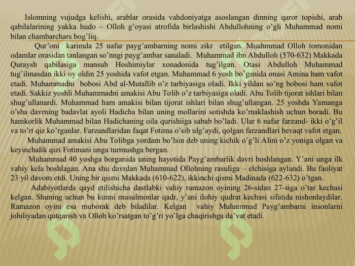 O’rta Osiyoga Arablarning bostirib kelishi va islom dinining yoyilishi 5