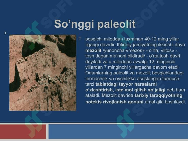 O’zbekiston insoniyat sivilizatsiyasiningqadimgi o’choqlaridan biri 4