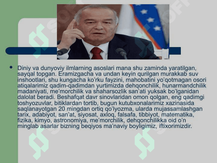 Birinchi Prezidentimiz Islom Karimovning “Tarixiy xotirasiz kelajak yo`q” asari. 4