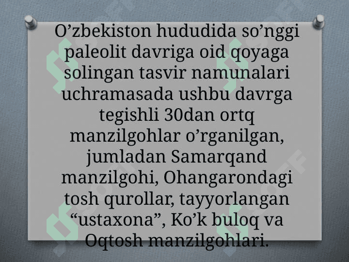 Toshkent vohasi so’nggi paleolit davri yodgorliklari 3