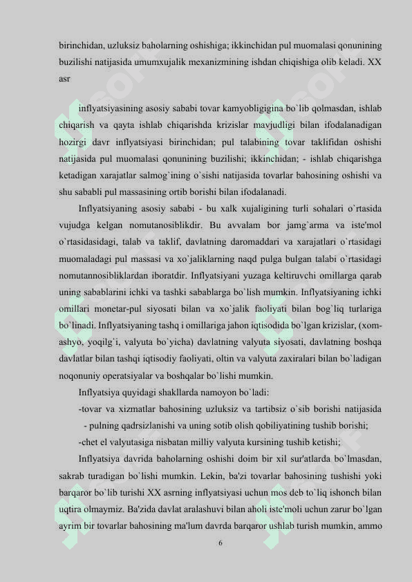 INFLATSIYANING MOHIYATI VA KELIB CHIQISH SABABLARI 6