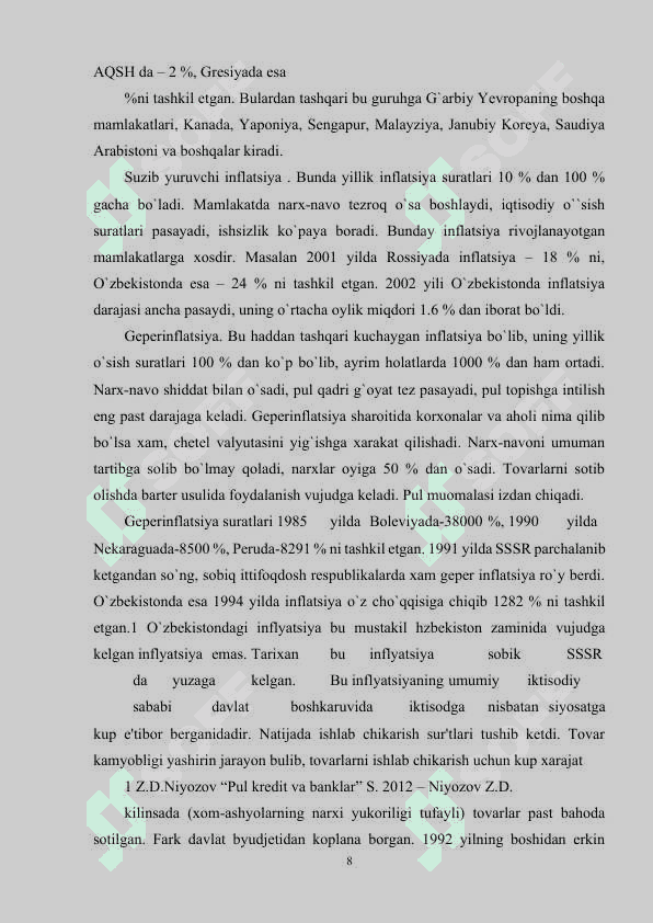 INFLATSIYANING MOHIYATI VA KELIB CHIQISH SABABLARI 8