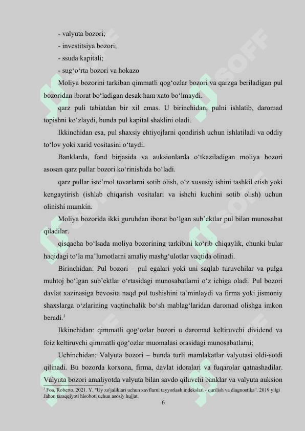 XALQARO MOLIYA BOZORI VA UNING SEGMENTATSIYASI 6