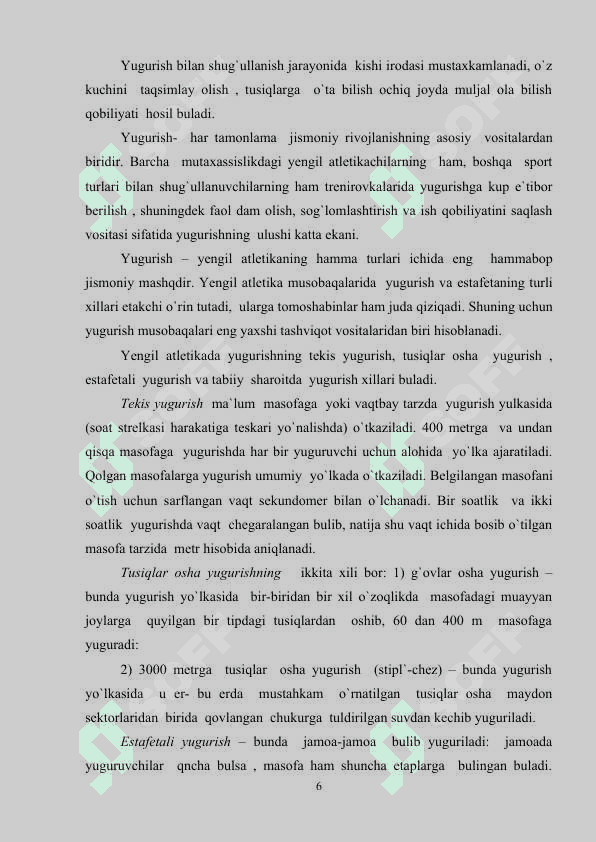 YENGIL ATLETIKADA TAYYORGARLIK TURLARINING O'RNI 6