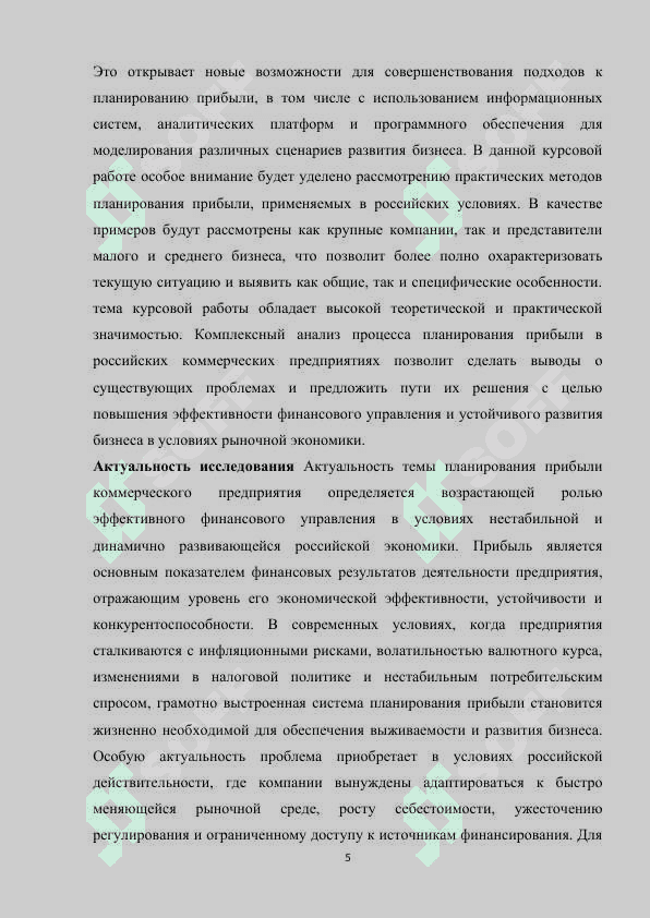 Планирование прибыли коммерческого предприятия 5