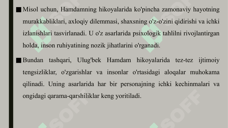Hozirgi hikoyachilik janiriy izlanishlar. Ulug'bek Hamdam hikoyalari 4