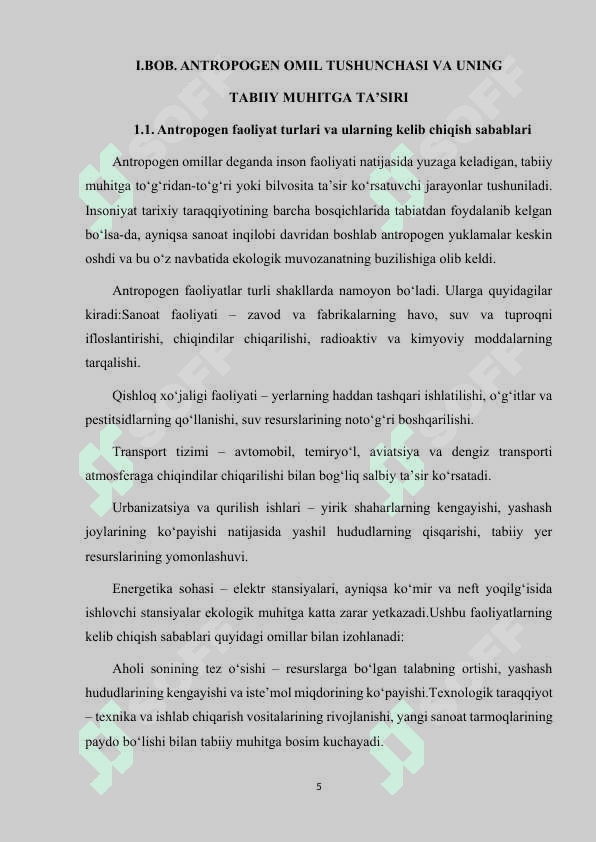 ANTROPOGEN TAʼSIRLARINING GEOEKOLOGIK OQIBATLARI 5