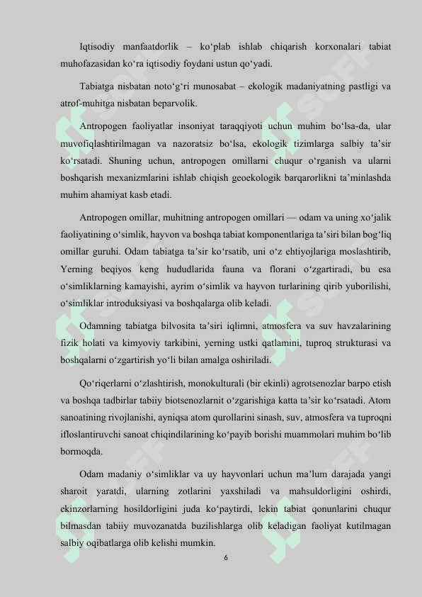 ANTROPOGEN TAʼSIRLARINING GEOEKOLOGIK OQIBATLARI 6