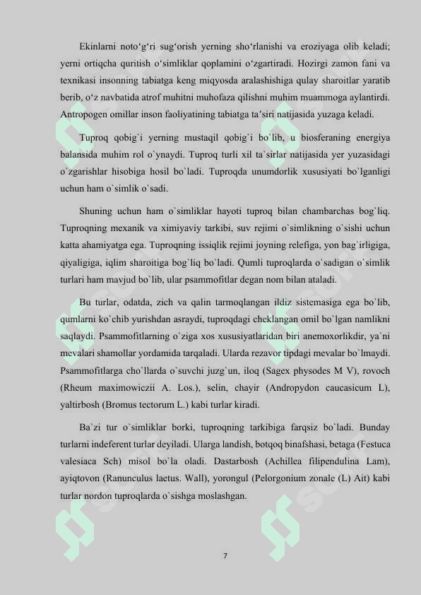 ANTROPOGEN TAʼSIRLARINING GEOEKOLOGIK OQIBATLARI 7