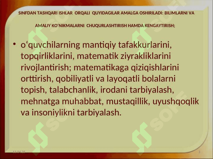 VIKTORINA VA MATEMATIK KEBOSHLANG`ICH SINFLARDA MATEMATIK CHALARNI TASHKIL ETISH 3