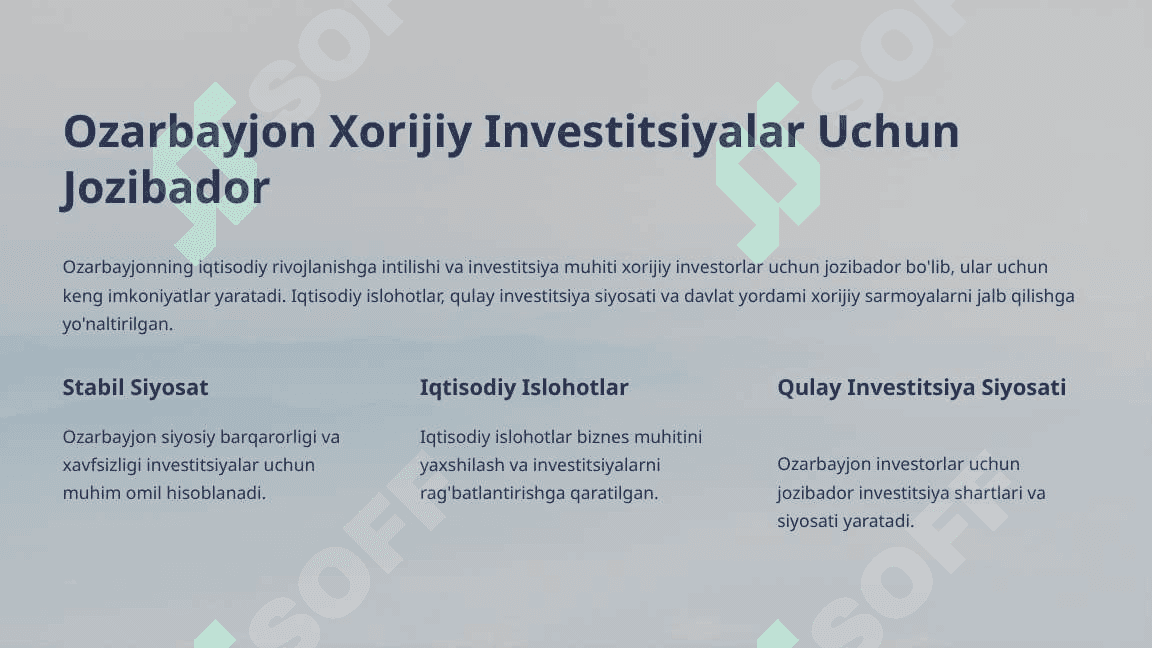 Ozarbayjon davlatining investatsiya tahlili 6