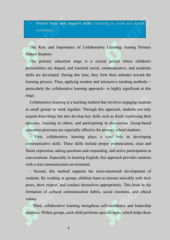 Assessing the impact of collaborative learning on English language skills among young learners. 8