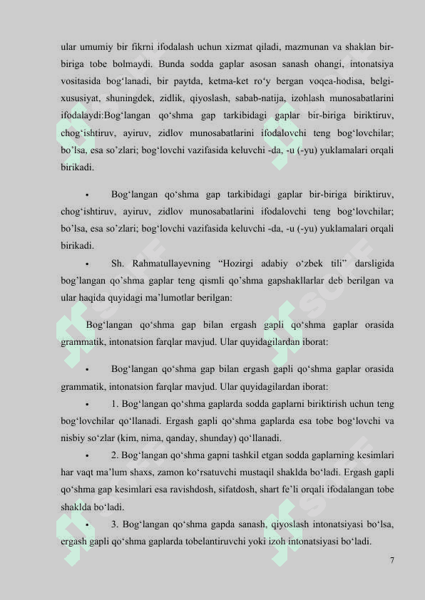 Ayiruv bog‘lovchilari yordamida bog‘langan qo‘shma gaplar 7