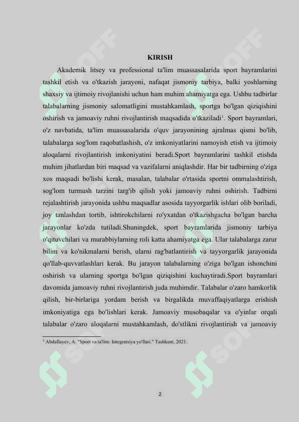 Akademik litsey va professional ta’lim muassasalarida ommaviy jismoniy tarbiya va sport tadbirlarini tashkil etish va o‘tkazish 2