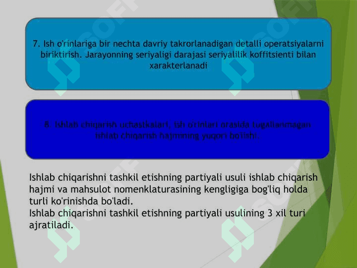 ISHLAB CHIQARISHNI TASHKIL ETISHNING PARTIYALI USULI 5