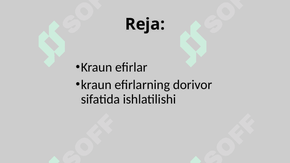 Kraun efirlar - dori vositalari sifatida 2