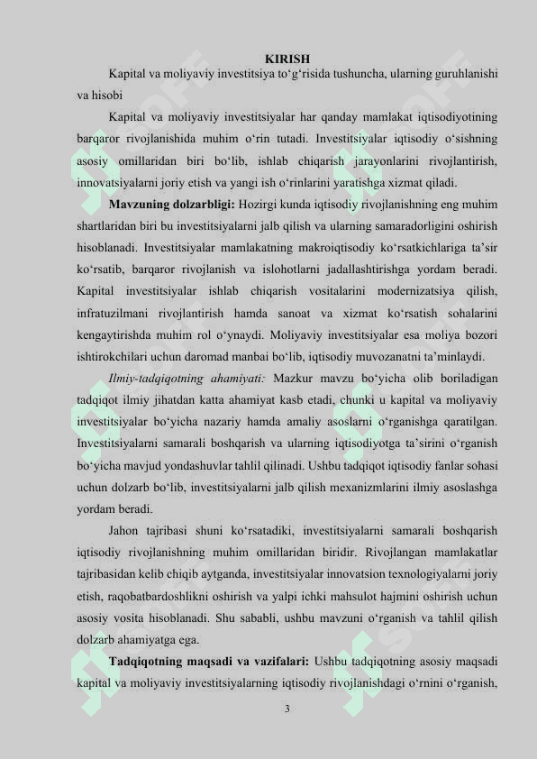 Kapital va moliyaviy investitsiya to'g'risida tushuncha,ularning guruhlanishi va hisobi 3