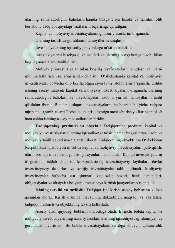 Kapital va moliyaviy investitsiya to'g'risida tushuncha,ularning guruhlanishi va hisobi 4
