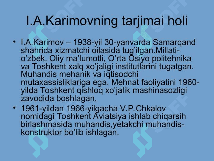 ISLOM KARIMOV – O’ZBEKISTON RESPUBLIKASINING BIRINCHI PREZIDENTI 4
