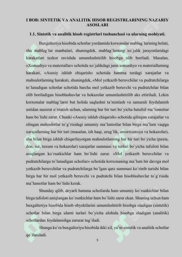 SINTETIK VA ANALITIK HISOB VA AUDITI 5