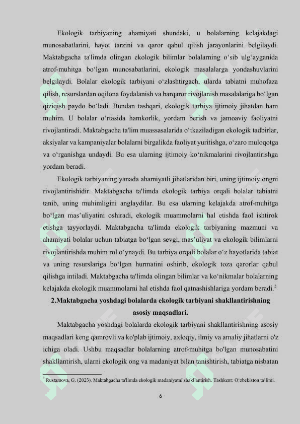 Maktabgacha taʼlim  tashkilotlarida ekologik tarbiya berishning maqsad va vazifalari 6