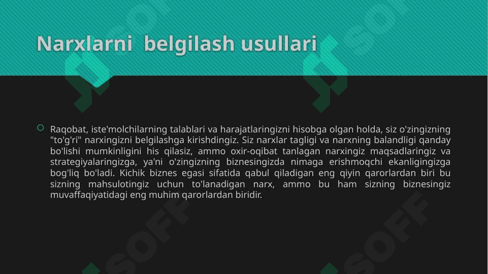 Talab va taklif qonuniga ko’ra narx belgilash usullari. 4