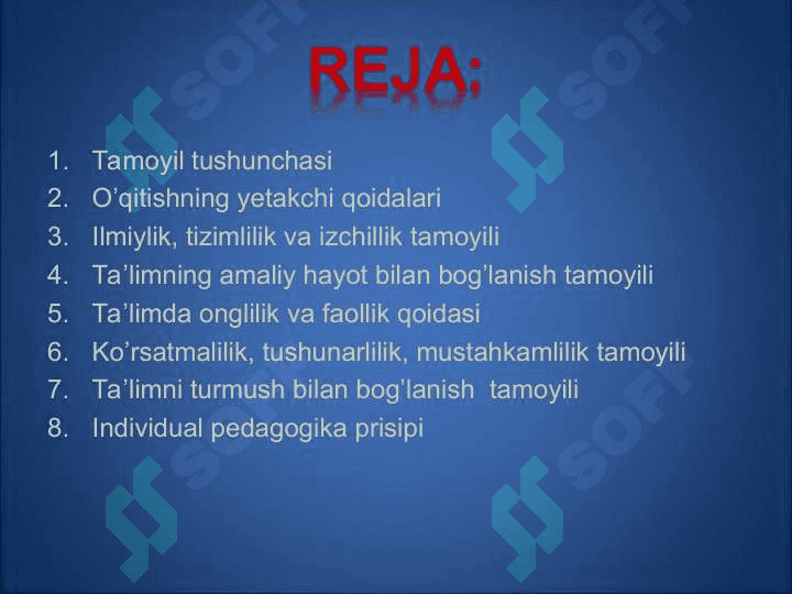 Ta'lim tamoyillari, ta'lim jarayonini tashkil etishning metodik asoslari 2