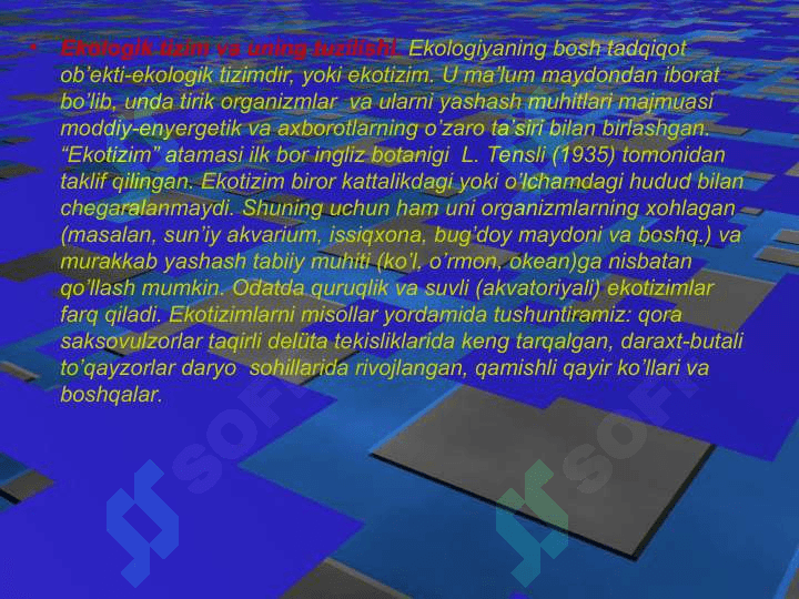 Ekologik tizim va uning tuzilishi 2