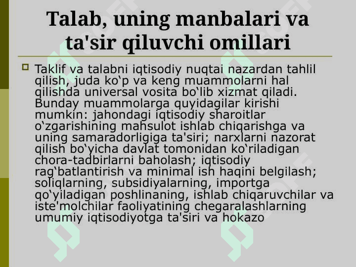 Talab va taklif tahlili asoslari 3