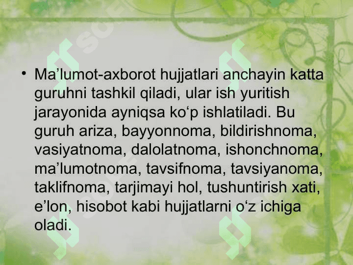 Sohaviy xizmat yozishmalari 3