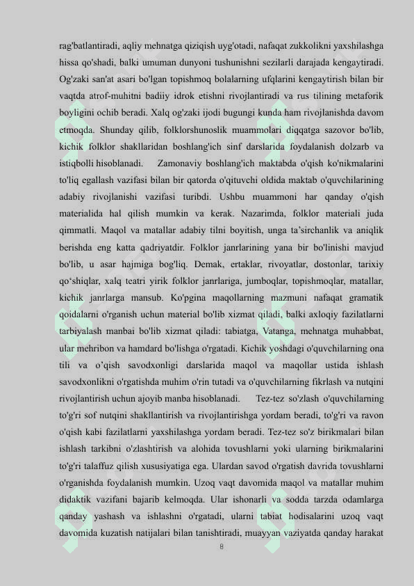 Xalq og'zaki ijodi namunalarida ta'lim tarbiya masalalari 8