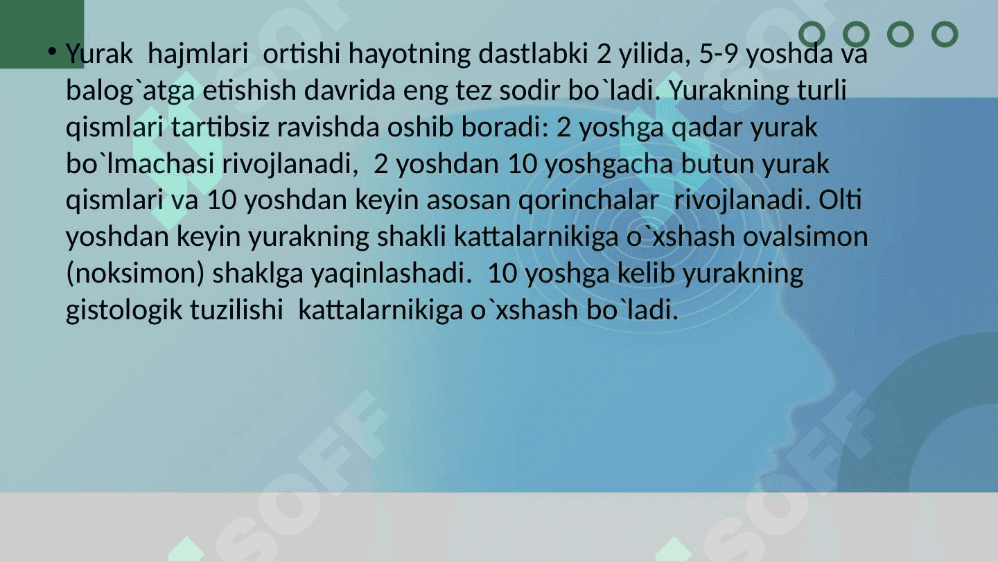 Bola tug’ilgandan keyingi qon aylanishning ahamiyati. 6
