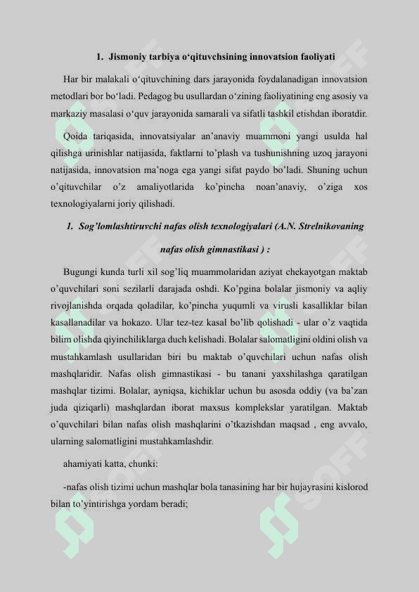 Jismoniy tarbiya o‘qituvchsining innovatsion va pedagogik faoliyati 2